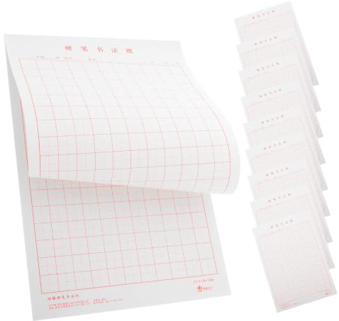 Amosfun Cahier D'exercices de Calligraphie, Livre Pratique Calligraphie, Papier, 10 Livres de 20 Feuilles, Grille de Précision, Écriture Fluide, pour École et Maison, Étudiants Débutants