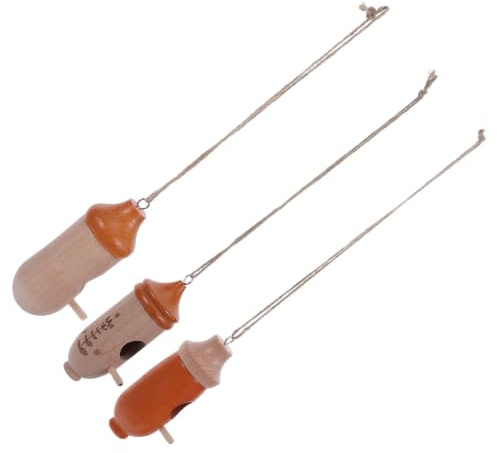 HOUDERCO 3 St Hängande Humlebo Små Naturträ Fågelbon med Rep för Utomhus Trädgård och Balkong Säker Smal Ingång för Koltrast och Fåglar Robust och Väderbeständig