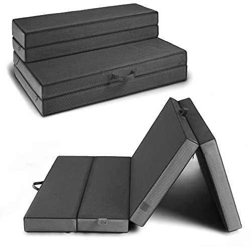 Cozzzi 4 Inch Twin Folding Mattress for Floor and Traveling with Removable Cover - Lightweight and Portable Mattress for Adults & Kids - Compact and Easy to Storage (75in x 39in x 4in)