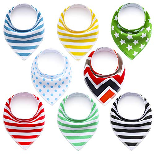 SONARIN Baby bandana dregel haklappar dregelhaklappar för pojkar, dregel och tandsprickning, superabsorberande organisk bomull bandana haklappar, 8-pack