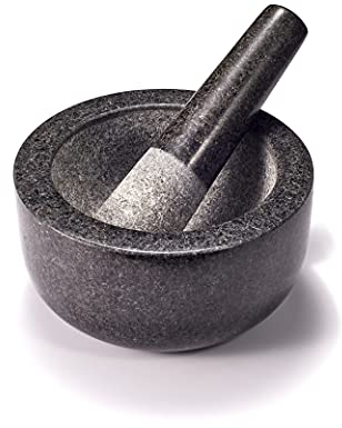 Supremery XXL Mörser und Stößel aus Granit im Set - Steinmörser Gewürzmörser Groß 16cm - für Gewürze Pesto Kräuter - Stampfer mit Schlegel - Ø 16cm