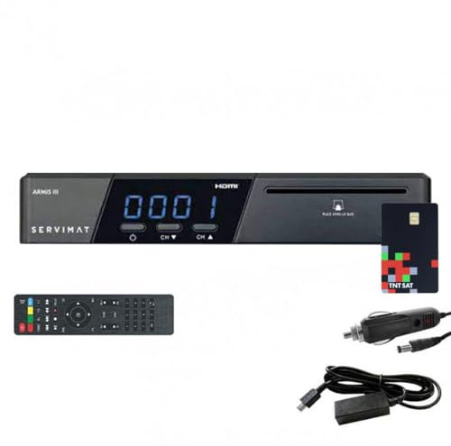 SERVIMAT Récepteur TV Satellite HD + Carte TNTSAT V6 + Câble 12V + Déport IR 1.80m
