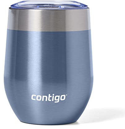 Contigo River North Stainless Steel Wine Tumbler with Spill-Proof Lid, Leak-Proof 12oz Reusable Wine Glass, Dishwasher Safe & Keeps Drinks Hot or Cold for Hours, Dark Ice