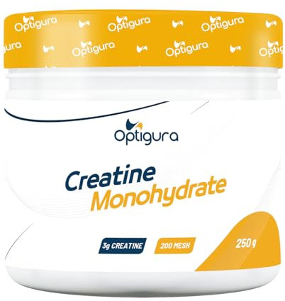 OPTIGURA - Creatine Monohydrate - Formule Ultra Dosée en Créatine Monohydrate en Poudre Micronisée à 200 MESH - 250g