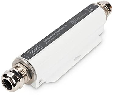 DIGITUS Protección contra sobretensiones Power Over Ethernet para Exteriores - 60W PoE presupuesto - PoE++ - Gigabit Ethernet - Tomas RJ45 - IP67 - Fuerza máxima de sobretensión 10KV