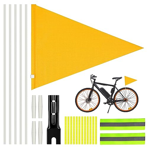 BITEFU 4 Stück Wimpel Fahrrad Set, Fahrradwimpel Kinder, Speichenreflektoren Fahrrad, Reflektorband Verstellbare, Kinderfahrradfahne(Gelb)