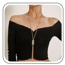 TseenYi Collier à pampilles dorées pendentif en Y en cristal pour femmes et filles