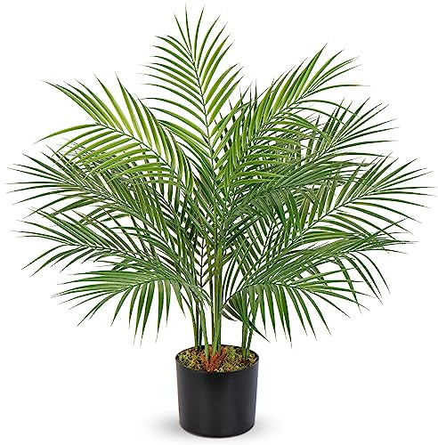 90 cm konstgjord växt Areka palm konstgjord växt palm stor i kruka, konstgjort träd med 12 stammar för inomhus- och utomhusbruk, modern dekoration, dekoration badrum vardagsrum sovrum balkong