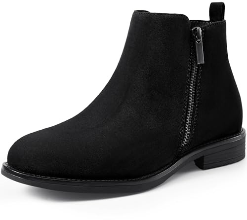Harvest Land Womens Chelsea Boots Ladies Ankle Boots Winter Boots Stylish Classic Short for Adults Zip-up Shoes Black 4UK