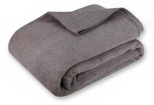 BOHORIA® Kuscheldecke Premium Pure Cotton 150x200cm | Superweiche Decke für Sofa, Sessel & Bett | Baum-Wolldecke Tagesdecke Sofadecke Wohndecke (Grey, 150 x 200 cm)