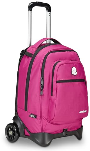 Invicta Plug Plain Skolväska, Fuchsia med flera användningsområden, Ryggsäck med dubbla fack med avtagbar vagn, PC-ficka, vattenflaska och organiseringsficka, mellanstor resväska och flicka, Fuchsia,
