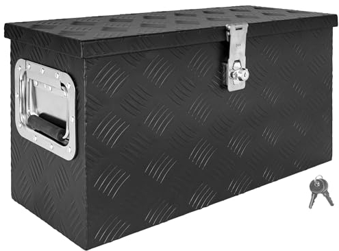 Trucky Boîte à Timon Noir Boîte à outils Caisse de camion Boîte en Aluminium Box de remorque avec couvercle Verrouillable Boîte de Transport Rangement D040