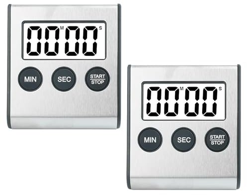 2 st kökstimer, digital timer, köksväckarklocka, stoppur, digital väckarklocka med magnet, äggklocka, digital äggklocka, köksklocka för matlagning, lärande, sport, möten, medicin, 6,5 x 1,4 x 7,0 cm