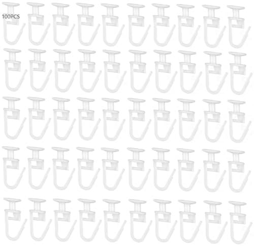 Xiciki 100 Stück Gardinengleiter für schienen 11mm,Vorhang Haken für Gardinenschienen,Gardinenhaken Kopf,Gardinenhaken 11mm Kopf,Faltengleiter für Duschvorhänge,Türvorhänge und Wohnmobile