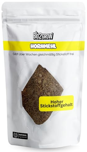 Bio2grow Hornmehl Stickstoffdünger 1KG - Langzeitwirkung & Bodenverbesserung - Für Garten & Beete