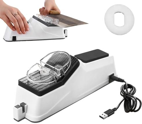Köksknivslipare-multifunktionell slipmaskin med skyddskåpa slipning och poleringsverktyg, elektrisk knivslip med USB-gränssnitt, perfekt för köksknivar