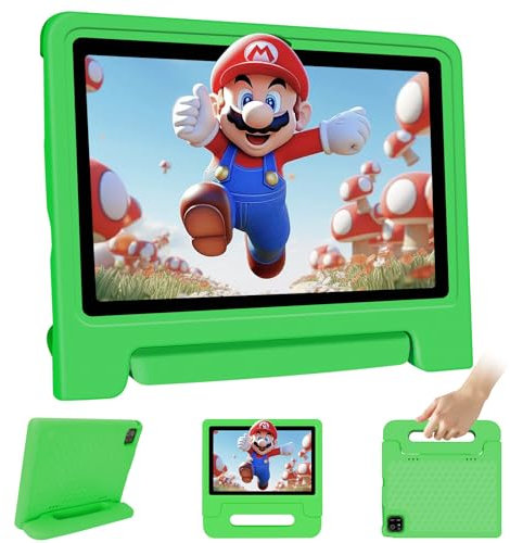 VNEIMQN Kinder Tablets, Android 14 Tablet WiFi Bluetooth Dual-Kamera Kids Space, 10.1 Zoll HD Tablet mit Octa-Core, 8GB RAM 64GB ROM (TF 1TB), Elterliche Kontrolle, 6000mAh, Kleinkind Tablets (Grün)