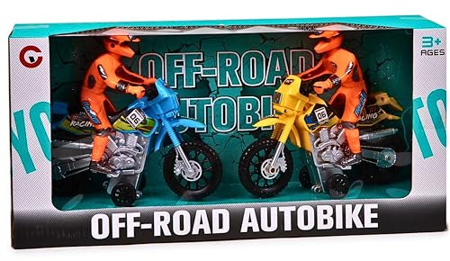 SGM 2 Pack Motorcycle Toy Bikes with Driver Figures | Friction Powered Motorbike Set for Kids | Durable Racing Toy Bikes for Boys & Girls | Pretend Play Vehicles for Age 3+