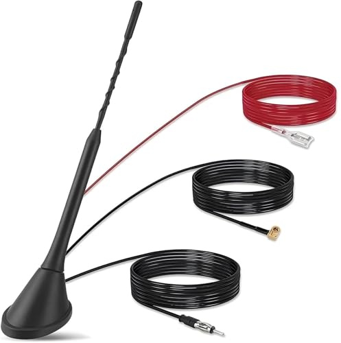 MEESOGA Car Roof DAB/FM Antenna – 29cm Long Car Aerial with 5m 16.4ft Extension Cables – High Reception Vehicle Digital Radio FM/AM Combi Roof Antenna for Cars & Vans (DAB Receiver Box Required)