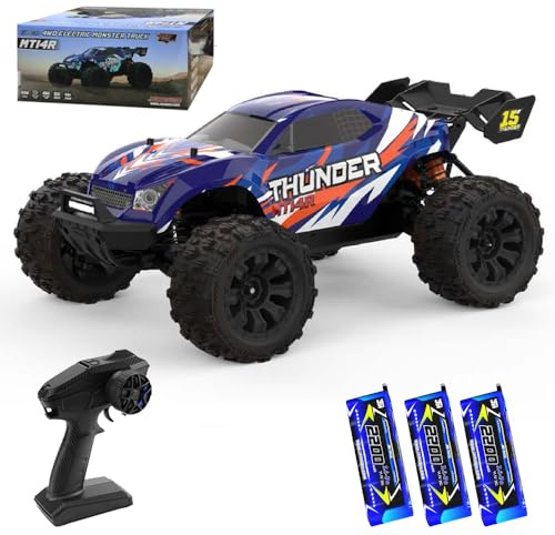X-Verse Auto radiocomandata 4WD 100 km/h 1:14 impermeabile RC auto con motore brushless 3S, 2,4 GHz fuoristrada fuoristrada RC camion Truggy per adulti - 3 batterie (rosso)