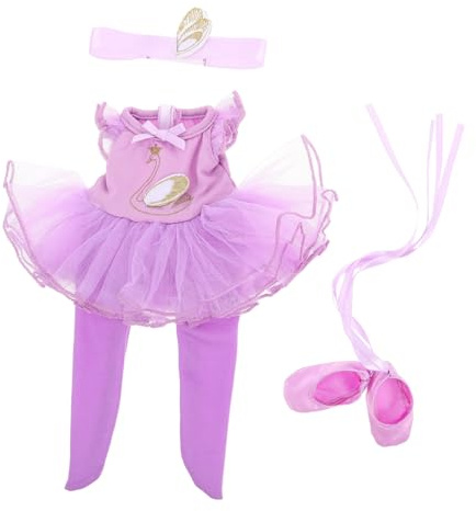 HOODANCOS Ensemble de Costume de Danse de Poupée Ballerine 14 Pouces en Polyester avec Chaussures et Bandeau pour Divers Scénarios de Jeu Enfantin