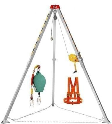 Sistema de trípode de rescate, elevador de cabrestante de 1200 libras para espacios reducidos, aguas residuales, túneles, pozos y pozos, equipo de seguridad para operaciones de rescate de emergencia