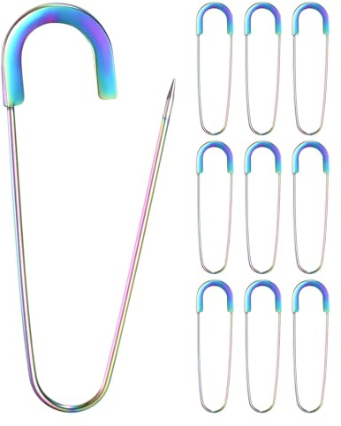 M METERXITY 10 Piezas De Alfiler De Seguridad Grande, 3.15 Pulgadas (80mm) Alfiler De Prenda De Aleación De Zinc para Coser Ropa/Vestuario/Faldas/Prendas [Multicolor]
