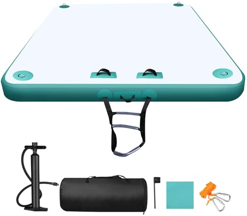 Plataforma de natación Estable para 4 Personas, Placer de baño Hinchable con Escalera integrada y Cuerda tensora. Ideal para Piscina, Lago y mar
