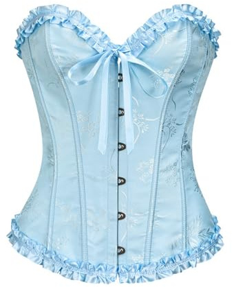 Generico Bustino Corsetto Donna Elegante Satin Floreale Corsetto Stringivita Donna Halloween Corsetti Shapewear Lingerie Lace Waist Push Up Corsage Bustino Retro Plus Size Gotico Corset