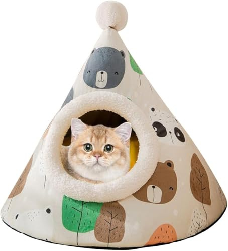 BANTASE Cat Cave, Bed, Washable Sleeping Place For Cats, Cute Plush Pet Head Pillow, House, Cushion(E,Medium)