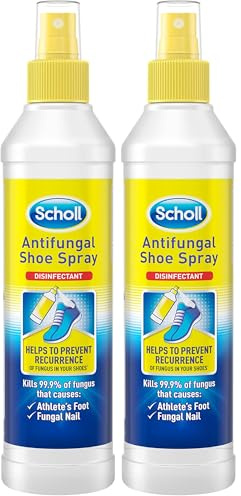 Scholl Shoe Spray Antifungal Disinfectant, 250ml - Kills 99.9% of Fungal Nail & Athlete's Foot Causing Fungi, & Odour Causing Bacteria, Pack of 2