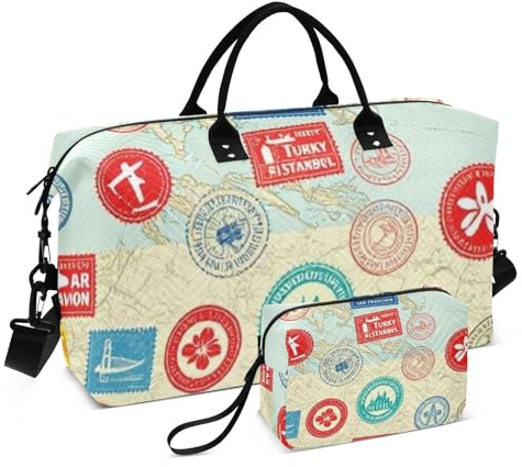 Resa tygväska set dubbel väska uppsättning ultraljud quiltade blixtlåsfack snygg camping, Resestämplar, One Size, Klassisk
