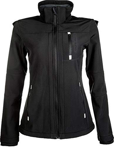HKM 553420 Softshelljacke Sport, Damen Mädchen Jacke Regenjacke Kapuze, Schwarz (Black), 140