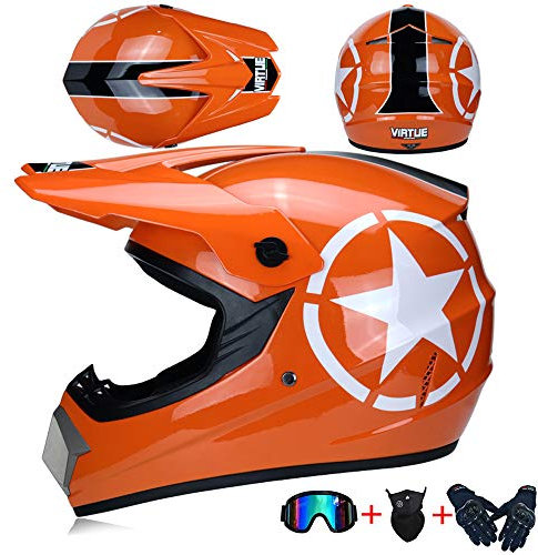 JCLDG Motocross Helmet Adult, Casco Moto Enduro MTB con Gafas/Máscara/Guantes, Casco Cross Quad Off Road ATV Scooter Apto para Adultos y niños, jóvenes Hombres Mujeres,XL