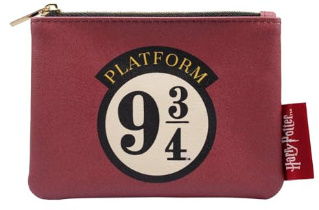 Half Moon Bay | Harry Potter | Platform 9 3/4 Coin Purse | Small Zip Purse for Women | PU Leather Wallet | Red and Black | Harry Potter Gifts for Girls and Women