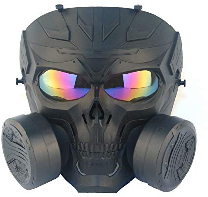 Máscara de Paintball, máscara táctica de Estilo Gas maniquí de Cara Completa máscara Skull CS con turbofan Doble para el Disfraz de Juego de Guerra de rol de Halloween
