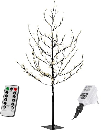 VOLTRONIC LED Kirschblütenbaum, innen und außen, IP44, Timer, warmweiß, Fernbedienung, Größenwahl, 220 cm 224 LEDs