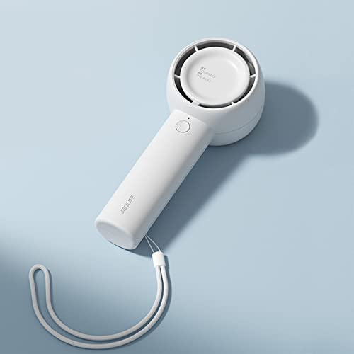 JISULIFE Minihandfläkt, unik design bärbar fläkt, fickfläkt med kraftfull Turbo Wind, USB-uppladdningsbar handfläkt för ögonfransar/smink/barn - vit