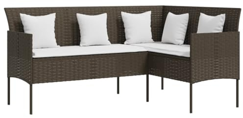 vidaXL Sofa in L-Form mit Kissen Gartensofa Lounge Gartenmöbel Sitzgruppe Couch Sofagarnitur Sitzgarnitur Terrassenmöbel Poly Rattan Braun