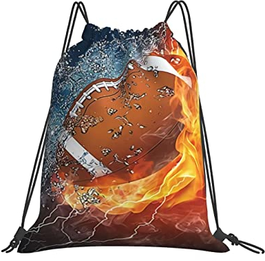 Hushuigeee Football On Fire Kordelzug-Rucksack, Unisex-String-Tasche, Sport-Sporttasche, lässiger Tagesrucksack, Kordelzug-Sackpack