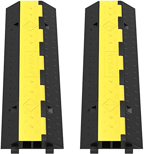 VEVOR Pasacables para Suelo de Caucho y PVC Rampa de Protección de Cables de 2 Canales 2 Piezas Protector de Cable para Suelo Carga de 4,989 kg Rampa de Cable 101 x 24,5 x 5 cm Reductor de Velocidad