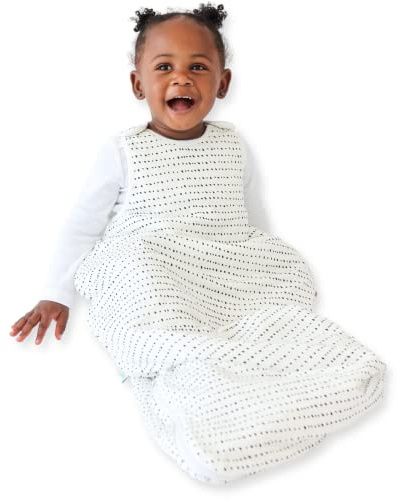 Tealbee Grow with Baby Sleep Sack – Adjustable Fit 6–24 Months for Babies & Toddlers, Soft Rayon from Bamboo Sleep Bag, Winter 1.5 TOG Wearable Blanket with 2-Way Zipper – Brushed Dots