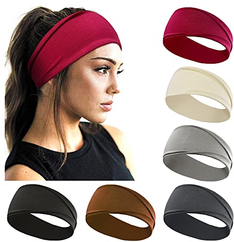 Kavya Damen Sport Stirnband, 6 Stück Workout Yoga Haarband