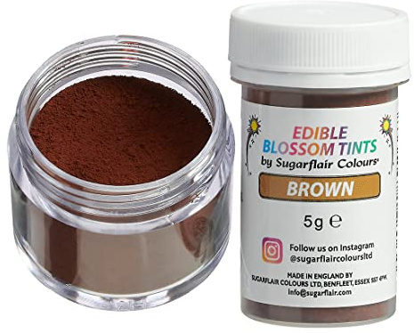 Sugarflair Blossom Tint Dust Lebensmittelfarbe Pulver Brown - Lebensmittel Farbe Pulver für Kuchenoberflächen, Zuckerpaste, Fondant, Zuckerguss, Schokolade, Buttercreme, Macarons und mehr - 5g