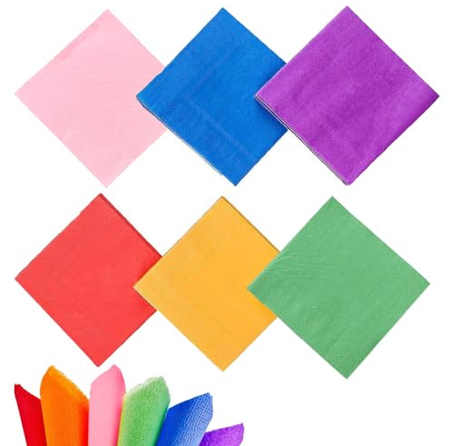 TRKETK 60 Piezas Servilletas de Papel Multicolores, Servilletas de Papel para Fiestas Servilletas Cuadradas Servilletas de Papel Arcoíris Servilletas de Almuerzo para Cumpleaños Bodas (25x25cm)