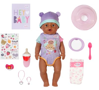 BABY Born Eva - 43 cm große Babypuppe - 10 Funktionen inkl. Accessoires & Strampler - Funktioniert komplett ohne Batterien - Geeignet für Kinder ab 3 Jahren