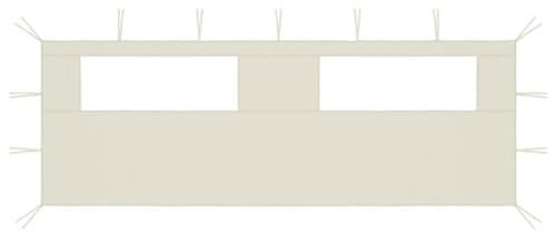 Home Items, Pavillon-Seitenwand mit Fenstern, 6 x 2 m, cremefarben, Anzugmöbel