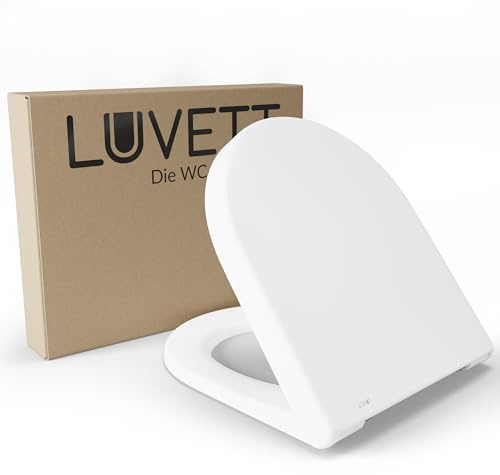 LUVETT® D230 Toilettendeckel mit Absenkautomatik D Form Weiß - SoftClose Klodeckel Abnehmbar - Klobrille aus Antibakteriellem Duroplast - WC Sitz Montagesatz Inkl. - Toilettensitz Made in EU