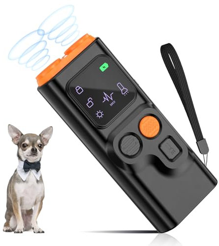 Antibell für Hunde,4 Ebenen Ultraschall Anti Bell Gerät Hunde,Handheld Anti Bell Gerät Hunde,Hund Antibell,LED Anti Bellen Gerät,Antibell Ultraschall Hund,Antibell Ultraschall Gerät Innen Draußen