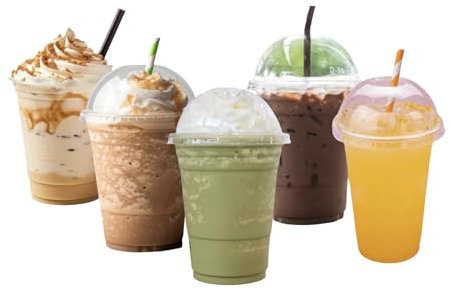 IMTINA Vasos Transparentes con Tapa Abovedada, Vasos Resistentes y Reutilizables para Batidos, Granizados, Smoothies y Frappés, Uso Profesional y Takeaway, Capacidad 500 ML, 50 Unidades